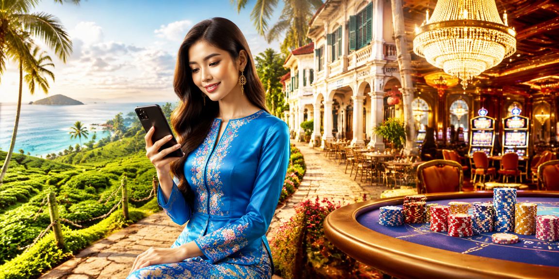 A user in Ipoh wearing a baju kurung making a bonus deposit for the lottery on the 115 platform